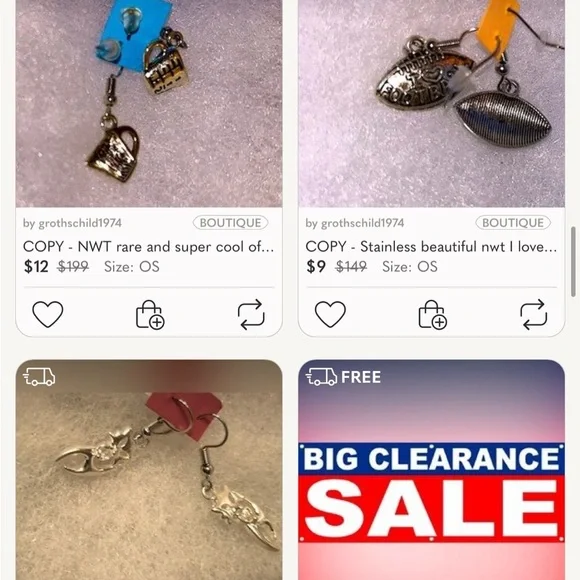 Rare gorgeous handmade jewelry earrings similar to modern streetwear -   NWT ❤️ - Picture 9 of 13